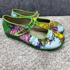Hot Chocolate Design Chocolaticas Mary Jane Shoes Map Globe womens Sz EU 37 US 7